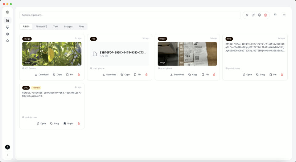 Syncra desktop clipboard history